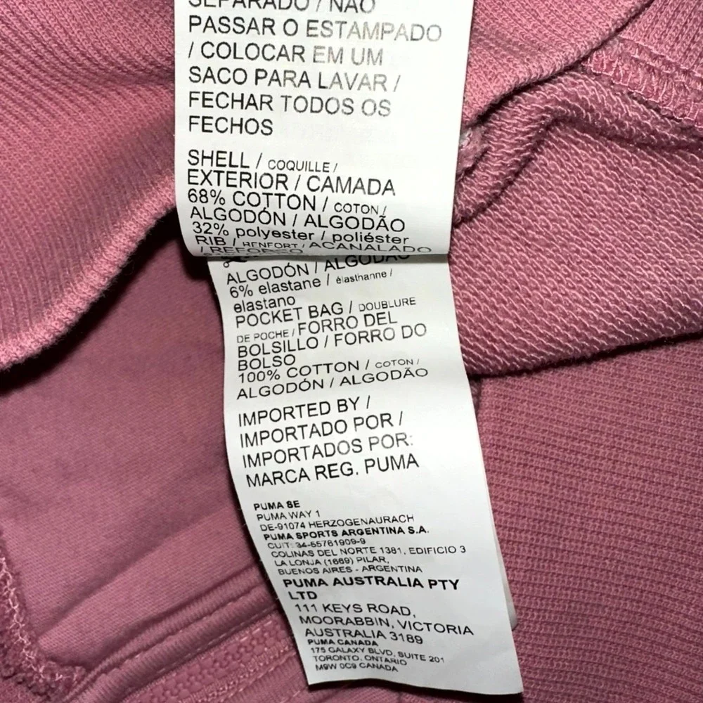 Puma Track Jacket Womens Medium Pink White Embroidered Logo Long Sleeve Full Zip